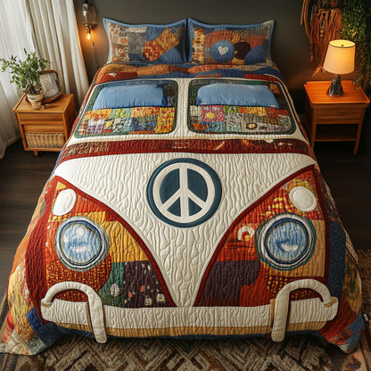Patchwork Peace Van 3-Piece Quilted Bedding Set NCU0NT4108