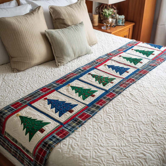 Patchwork Pines Quilted Bed Runner NCU0NT9895