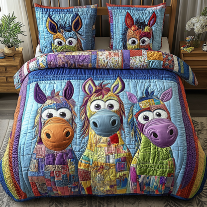 Patchwork Ponies 3-Piece Quilted Bedding Set NCU0VH3515