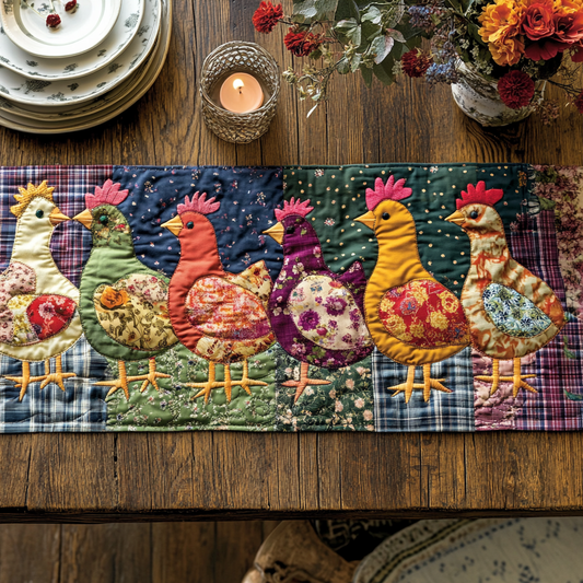 Patchwork Poultry Quilted Table Runner NCU0VH2820