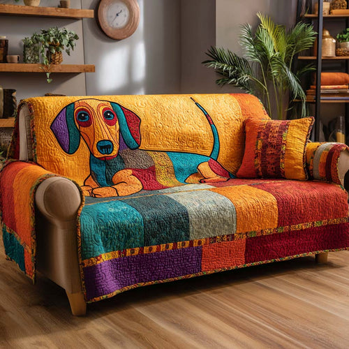 Patchwork Pup Quilted Sofa Cover NCU0XD1289