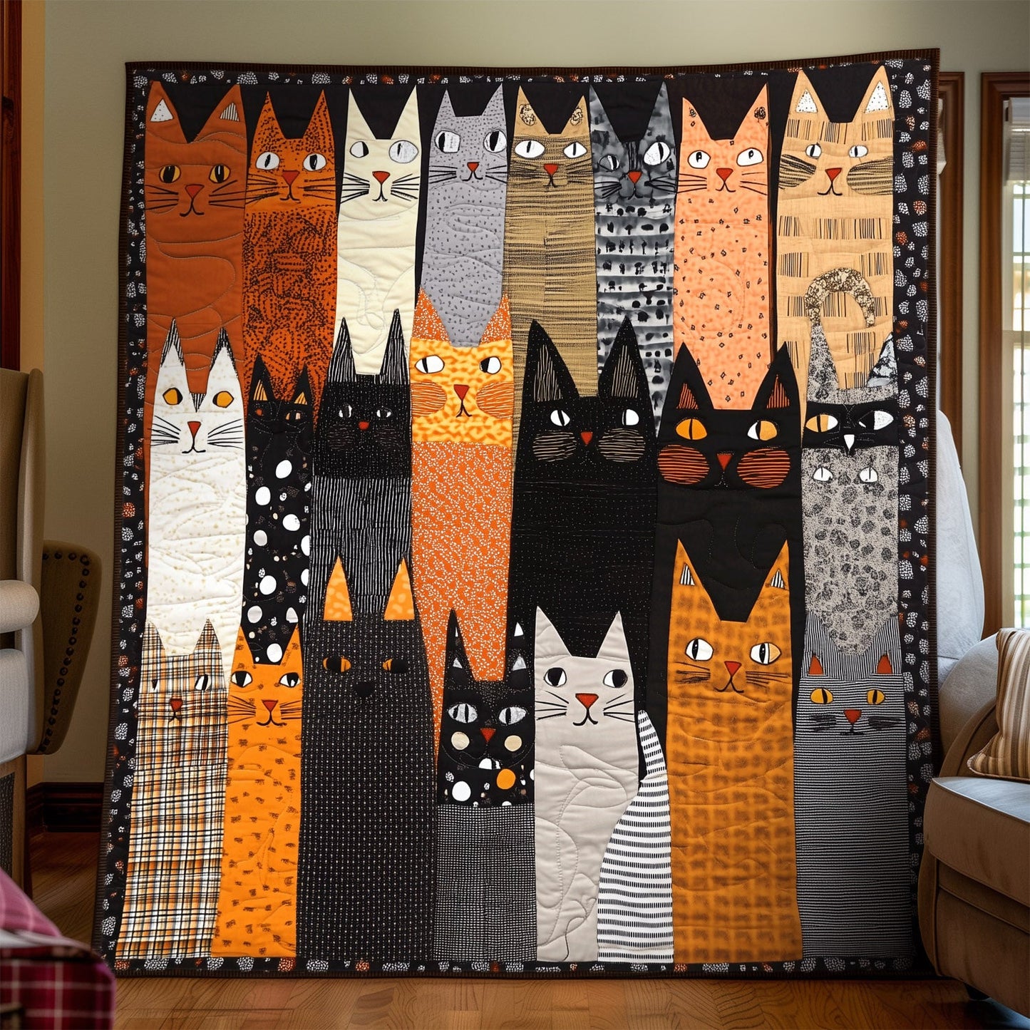 Patchwork Purrs Quilted Blanket NCU0TH1525