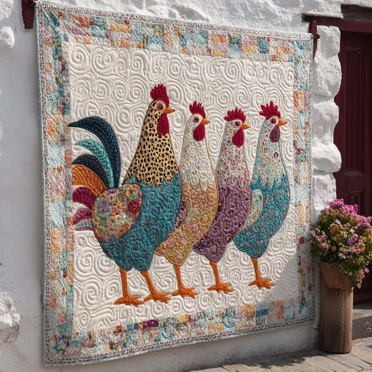 Patchwork Rooster Row Quilted Blanket NCU0NT9153