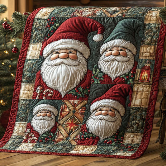 Patchwork Santa Quartet Quilted Blanket NCU0XD699