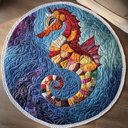 Patchwork Seahorse Quilted Round Mat NCU0NT4848