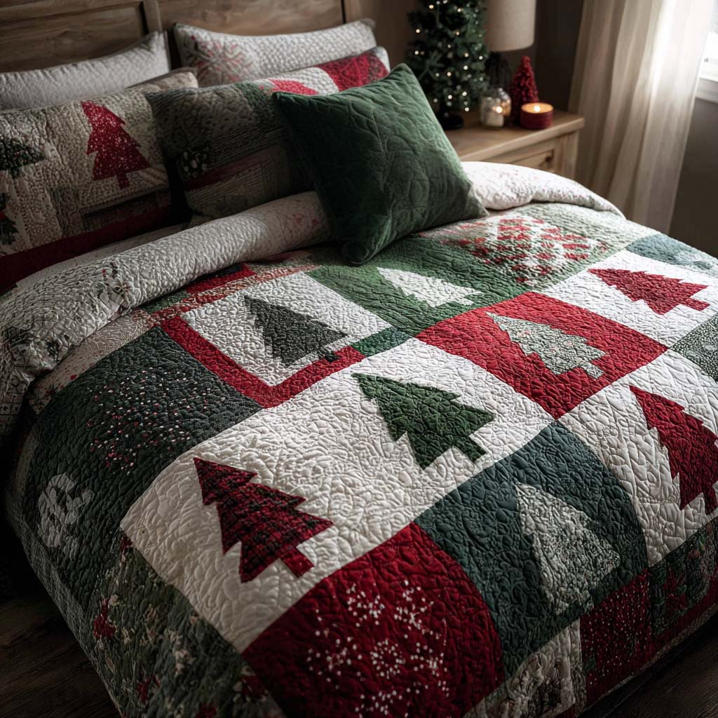 Patchwork Tree 3-Piece Quilted Bedding Set NCU0NT11142 – Vantique