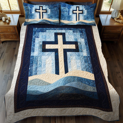 Cross 3-Piece Quilted Bedding Set NCU0VT88