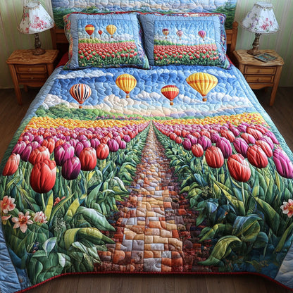Path of Petals 3-Piece Quilted Bedding Set NCU0NT6755