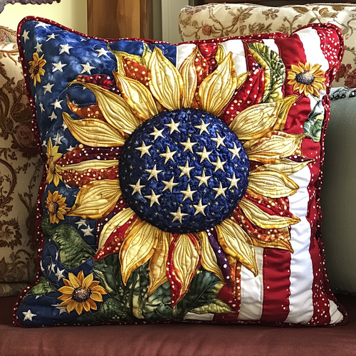 Patriot Bloom Accent Quilted Pillow Case NCU0VH5720