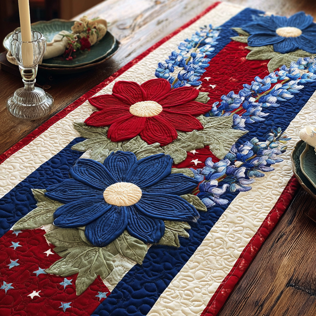 Patriot Blossom Quilted Table Runner NCU0VH5763