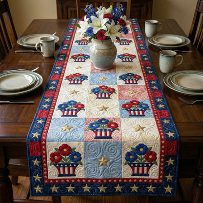 Patriot Blossoms Quilted Table Runner NCU0NT12432