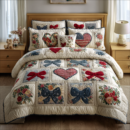Patriot Bows 3-Piece Quilted Bedding Set NCU0DK8468