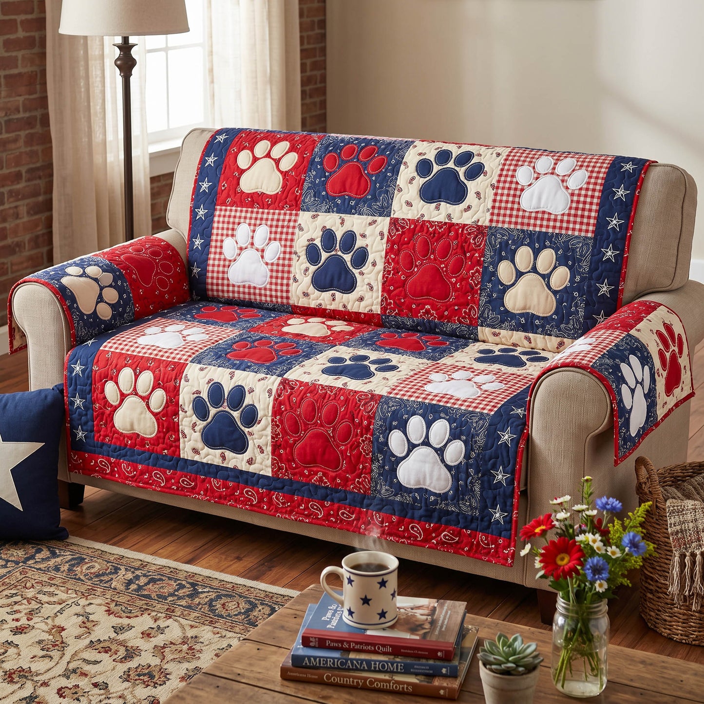 Patriot Paws Quilted Sofa Cover NCU0TD2791