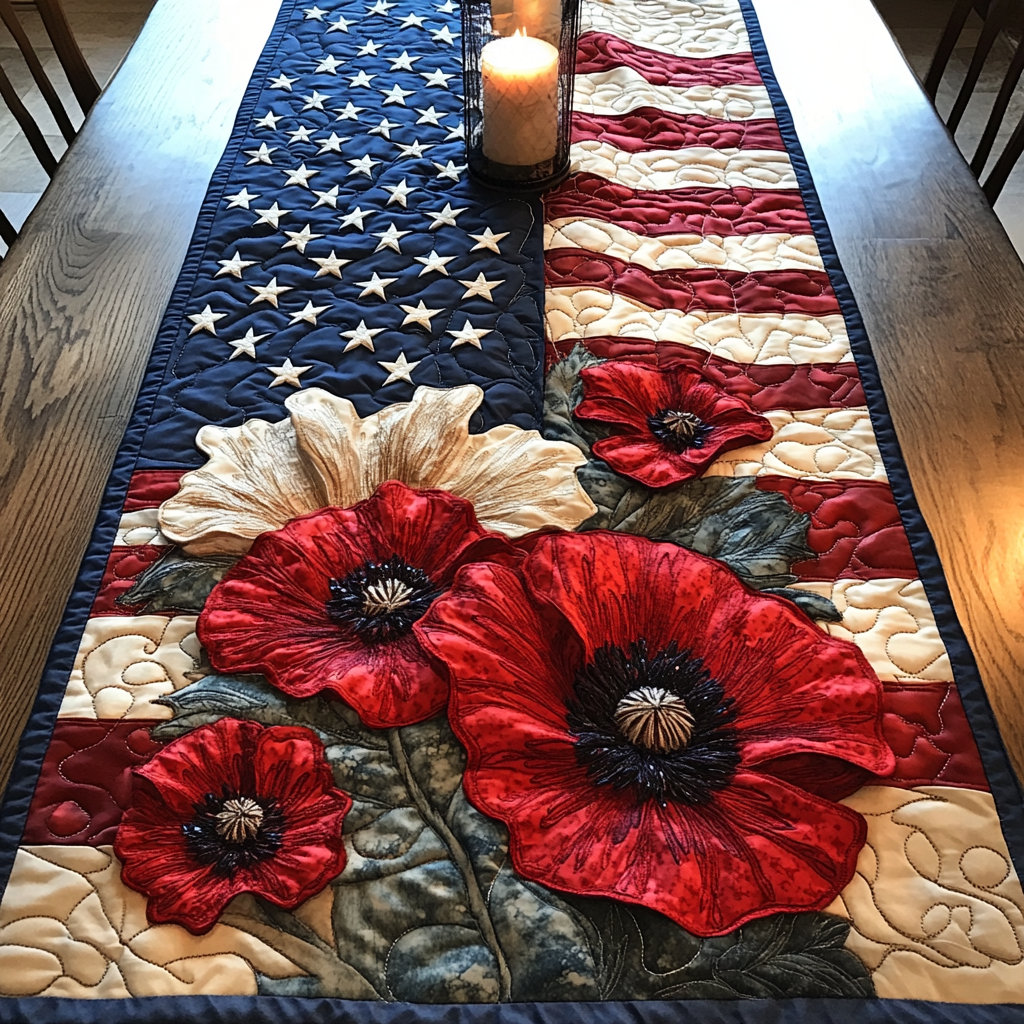 Patriot Petals Quilted Table Runner NCU0VH5920