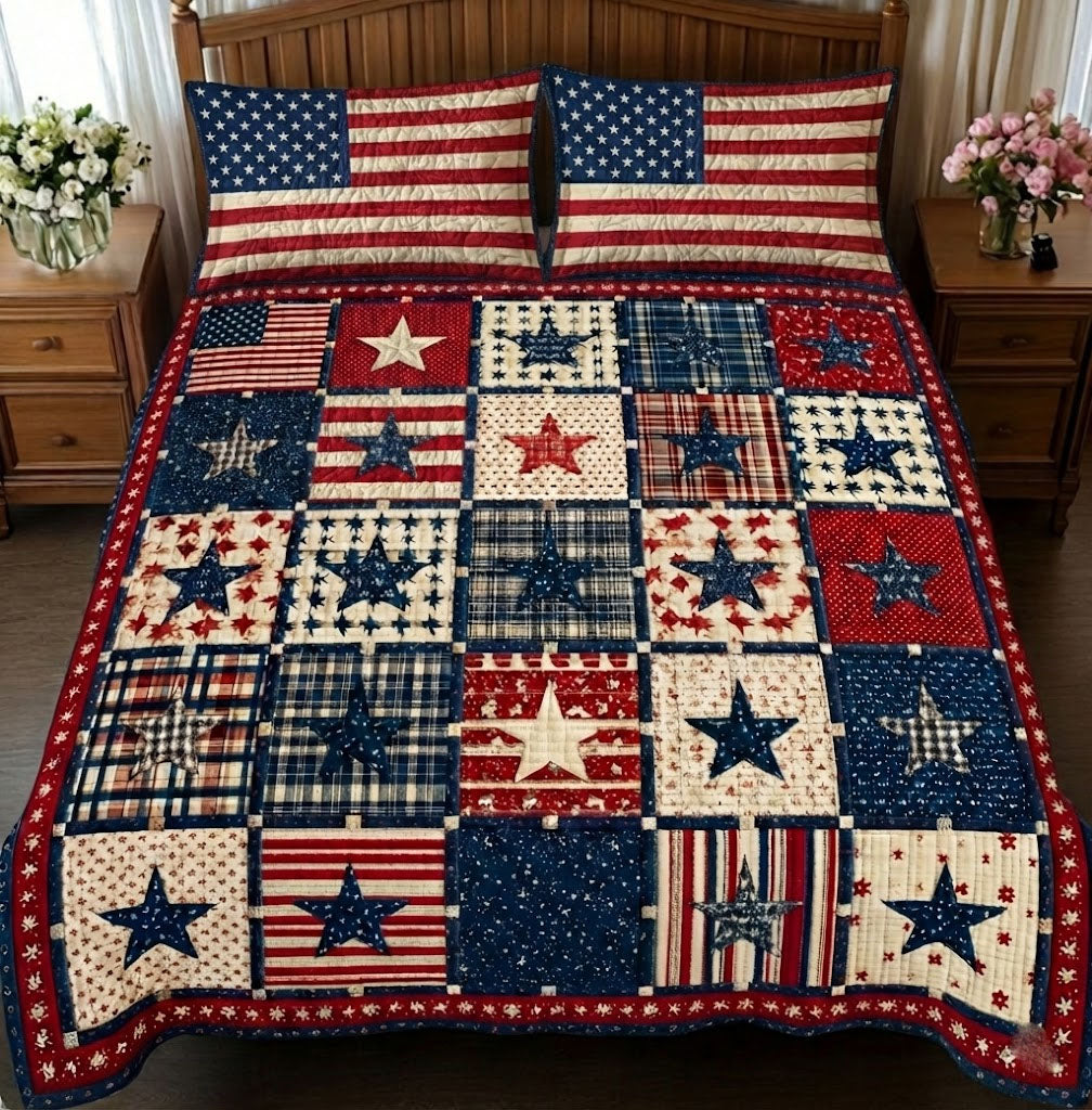 Patriot Pride 3-Piece Quilted Bedding Set NCU0DK11995