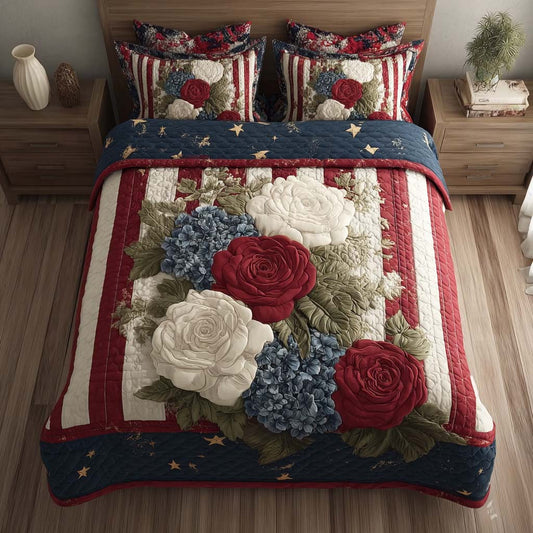 Patriot Rose 3-Piece Quilted Bedding Set NCU0HH1881