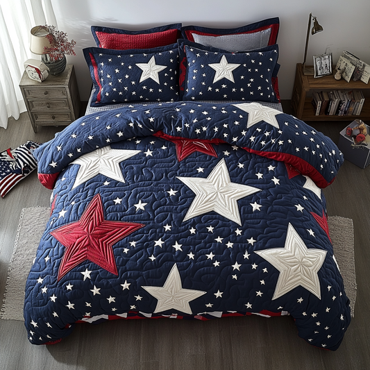 Patriot Star 3-Piece Quilted Bedding Set NCU0DK8491