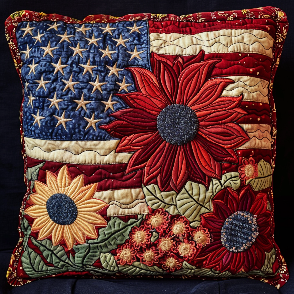 Patriotic Blossoms Quilted Pillow Case NCU0TL019