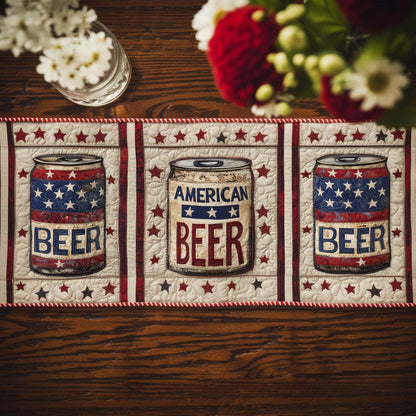 Patriotic Beer Cans Quilted Table Runner NCU0NT8209