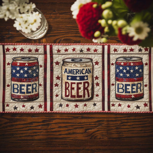 Patriotic Beer Cans Quilted Table Runner NCU0NT8209