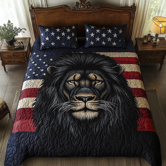 Patriotic Black Lion 3-Piece Quilted Bedding Set NCU0DV6262