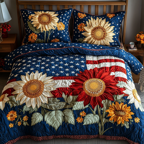 Patriotic Bloom 3-Piece Quilted Bedding Set NCU0VH5694