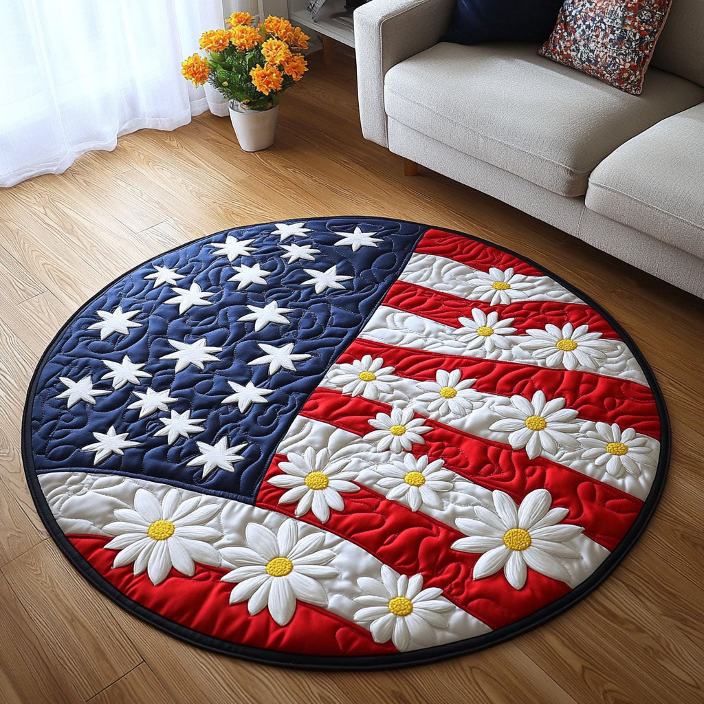 Patriotic Blooms Quilted Round Mat NCU0NT6603