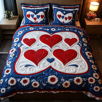 Patriotic Blossom Symphony 3-Piece Quilted Bedding Set NCU0PT3706