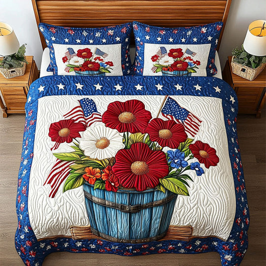 Patriotic Bouquet 3-Piece Quilted Bedding Set NCU0NT6240