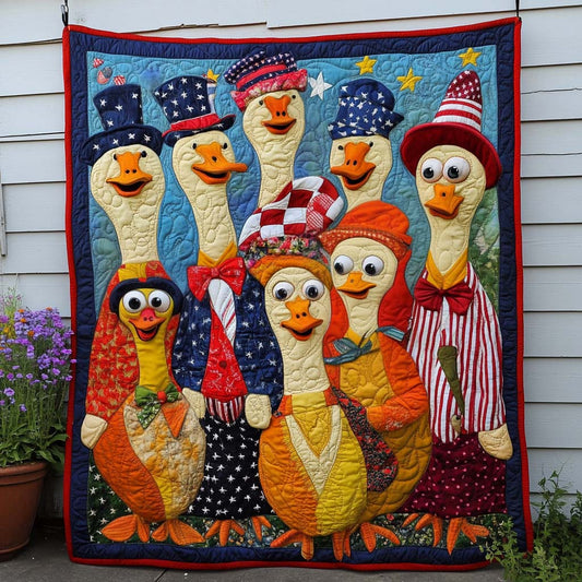 Patriotic Duck Parade Quilted Blanket NCU0NT8157
