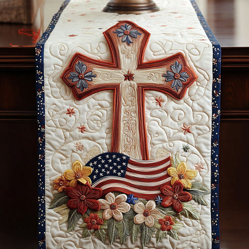 Patriotic Faith Quilted Table Runner NCU0NT4675