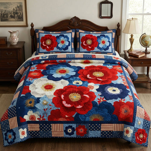 Patriotic Garden 3-Piece Quilted Bedding Set NCU0NT12369