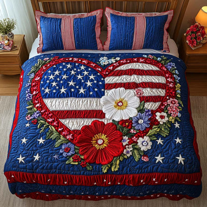 Patriotic Garden 3-Piece Quilted Bedding Set NCU0NT7520