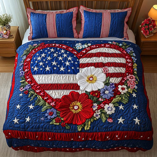 Patriotic Garden 3-Piece Quilted Bedding Set NCU0NT7520