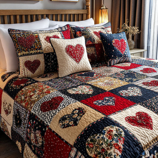 Patriotic Heart 3-Piece Quilted Bedding Set NCU0NT11746