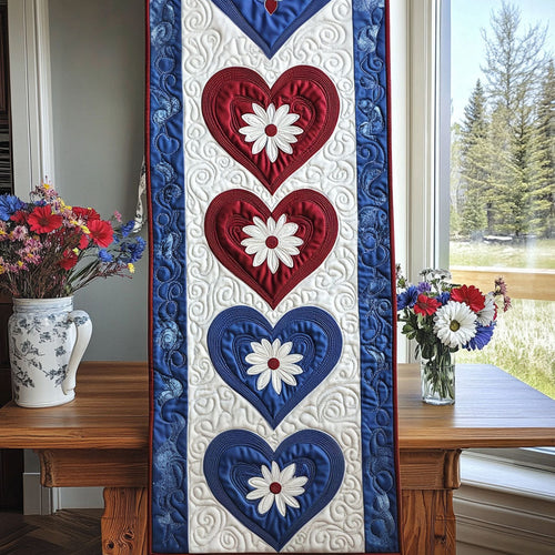 Patriotic Heartbeat Quilted Table Runner NCU0PT3597