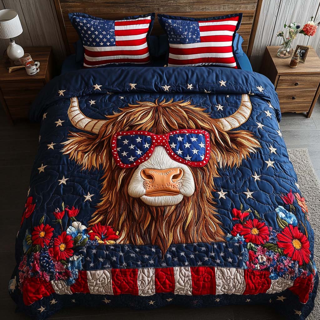 Patriotic Highland 3-Piece Quilted Bedding Set NCU0NT7721