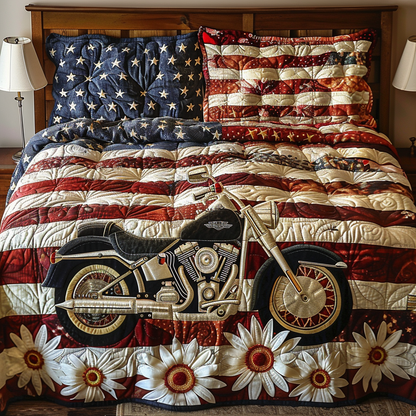 Patriotic Highway 3-Piece Quilted Bedding Set NCU0DV4363