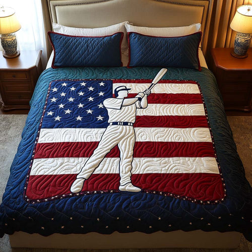 Patriotic Home Run 3-Piece Quilted Bedding Set NCU0NT8231