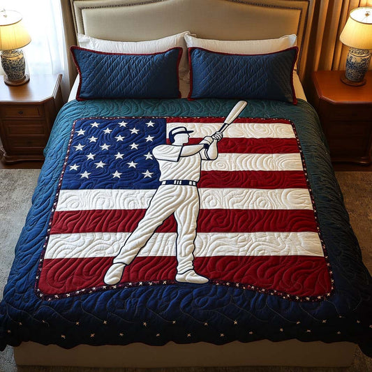 Patriotic Home Run 3-Piece Quilted Bedding Set NCU0NT8231