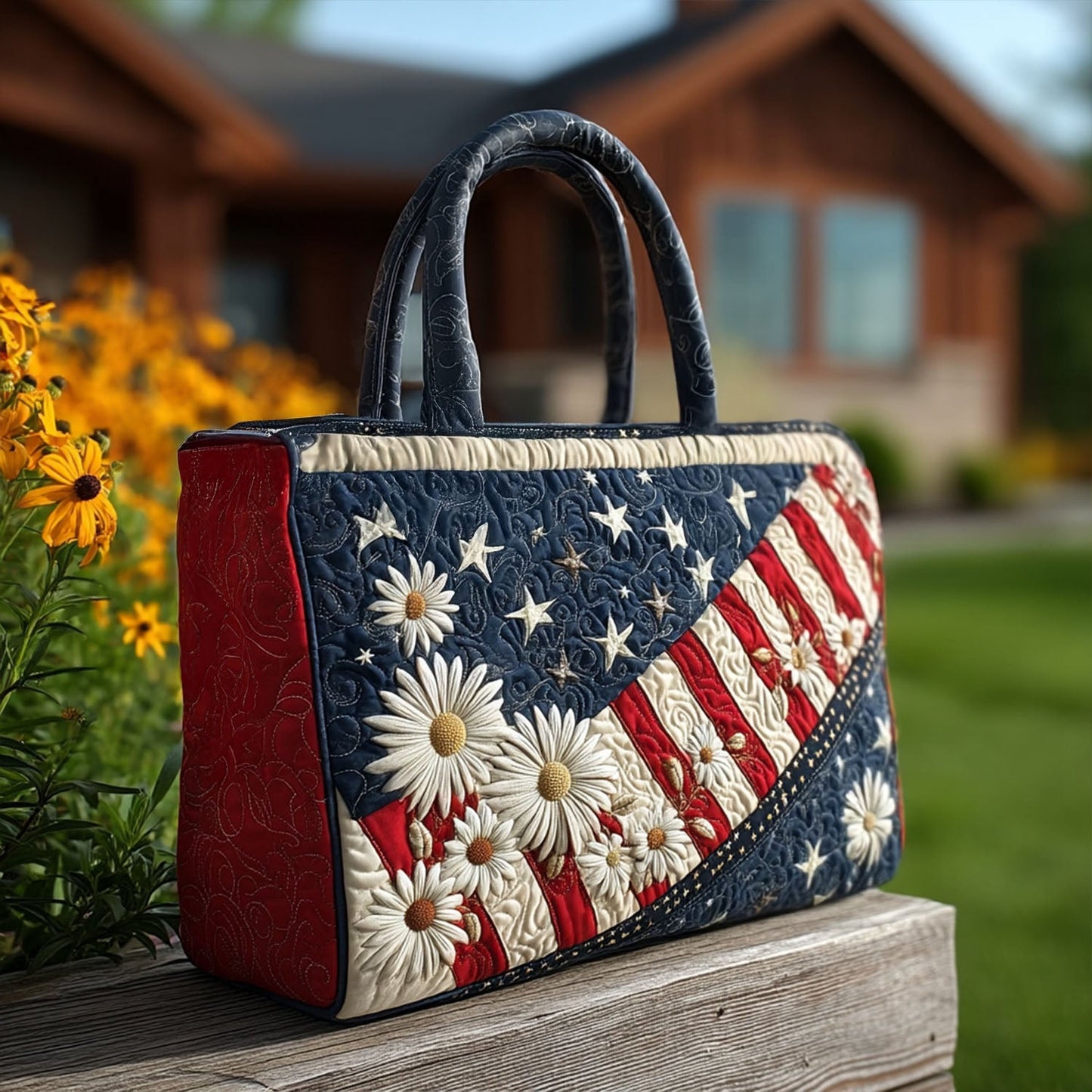 Patriotic Posies Quilted Tote Bag NCU0PT8186