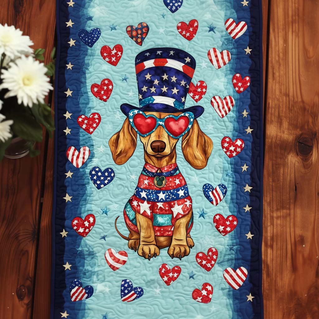 Patriotic Pup Love Quilted Table Runner NCU0NT8175