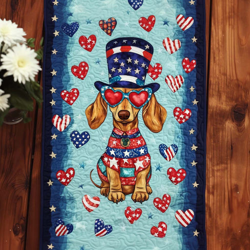Patriotic Pup Love Quilted Table Runner NCU0NT8175