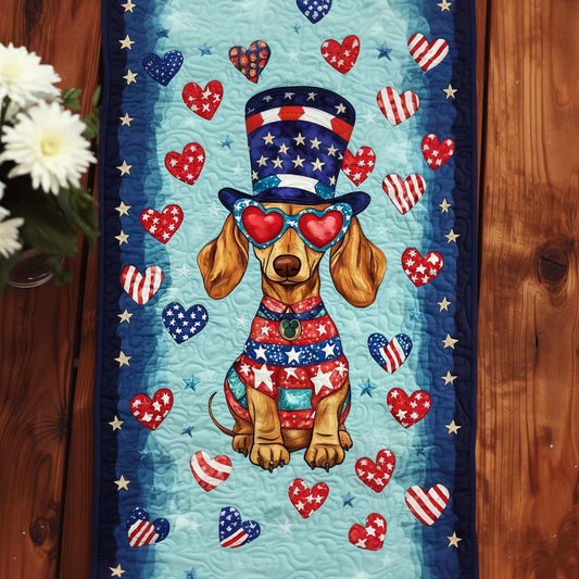 Patriotic Pup Love Quilted Table Runner NCU0NT8175