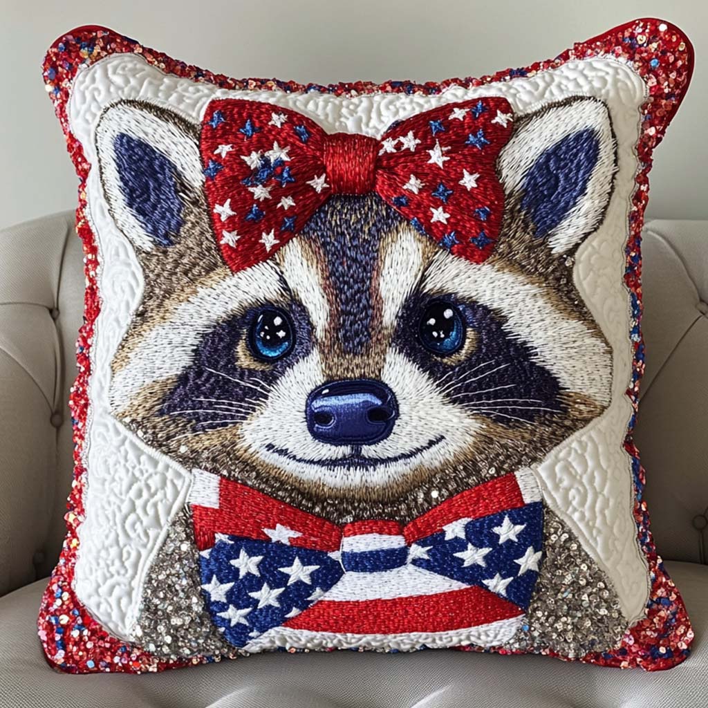 Patriotic Raccoon Quilted Pillow Case NCU0NT7729