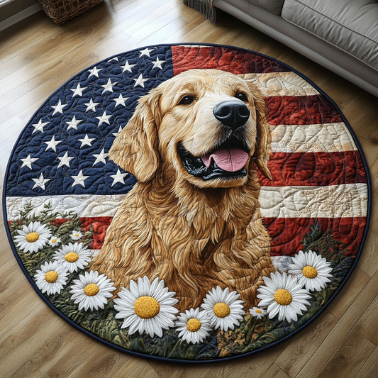Patriotic Retriever Quilted Round Mat NCU0DV5519