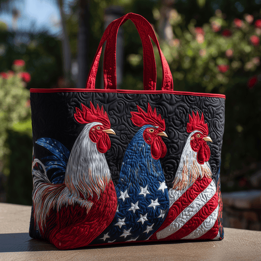 Patriotic Rooster Quilted Tote Bag NCU0TH2839