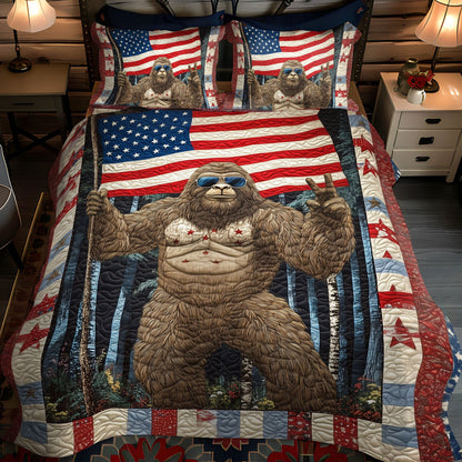 Patriotic Sasquatch 3-Piece Quilted Bedding Set NCU0PT7723