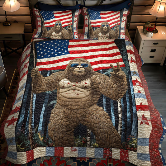 Patriotic Sasquatch 3-Piece Quilted Bedding Set NCU0PT7723