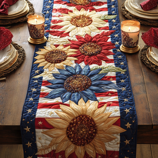 Patriotic Sunflower Quilted Table Runner NCU0VH5736
